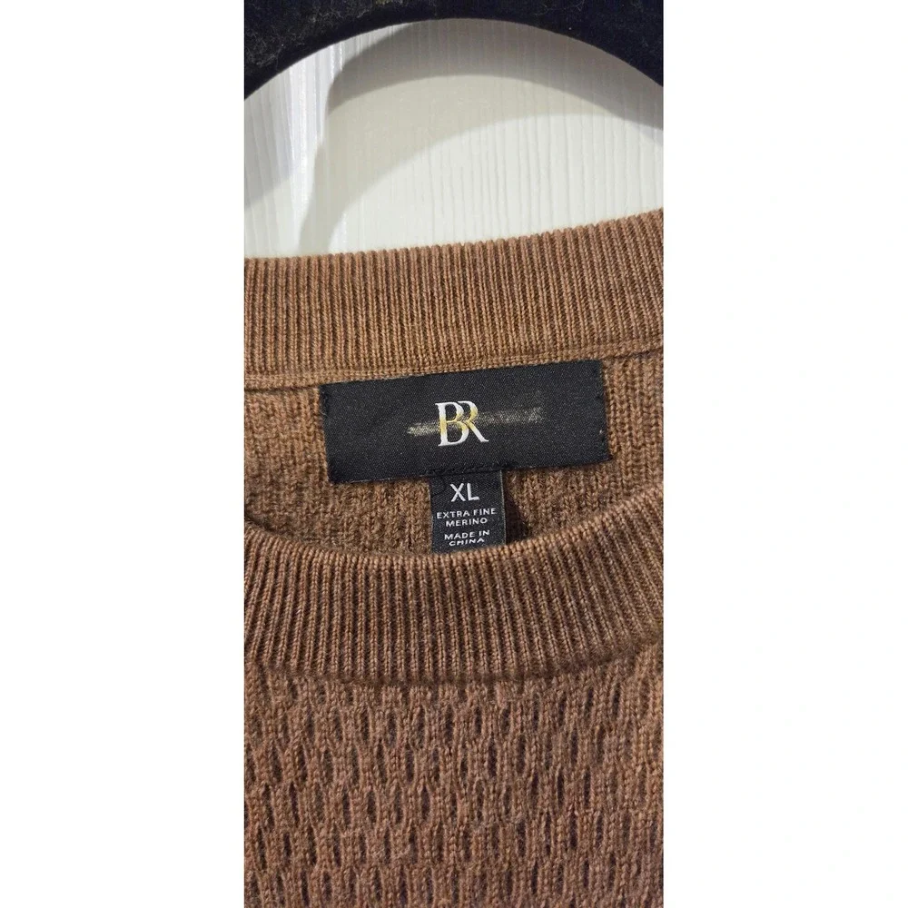 Banana Republic Merino Wool Thermal Knit Crew Neck Sweater Camel Men's XL RWS